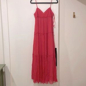BCBG Coral color chiffon slip dress